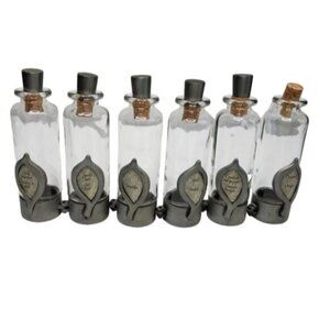 Unique Jars Spice Witchy Goth Silver Tone 6 Jars Kitchen Spells